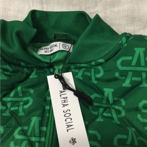 Alpha Social Green Puffer Jacket Size S - Picture 3 of 5